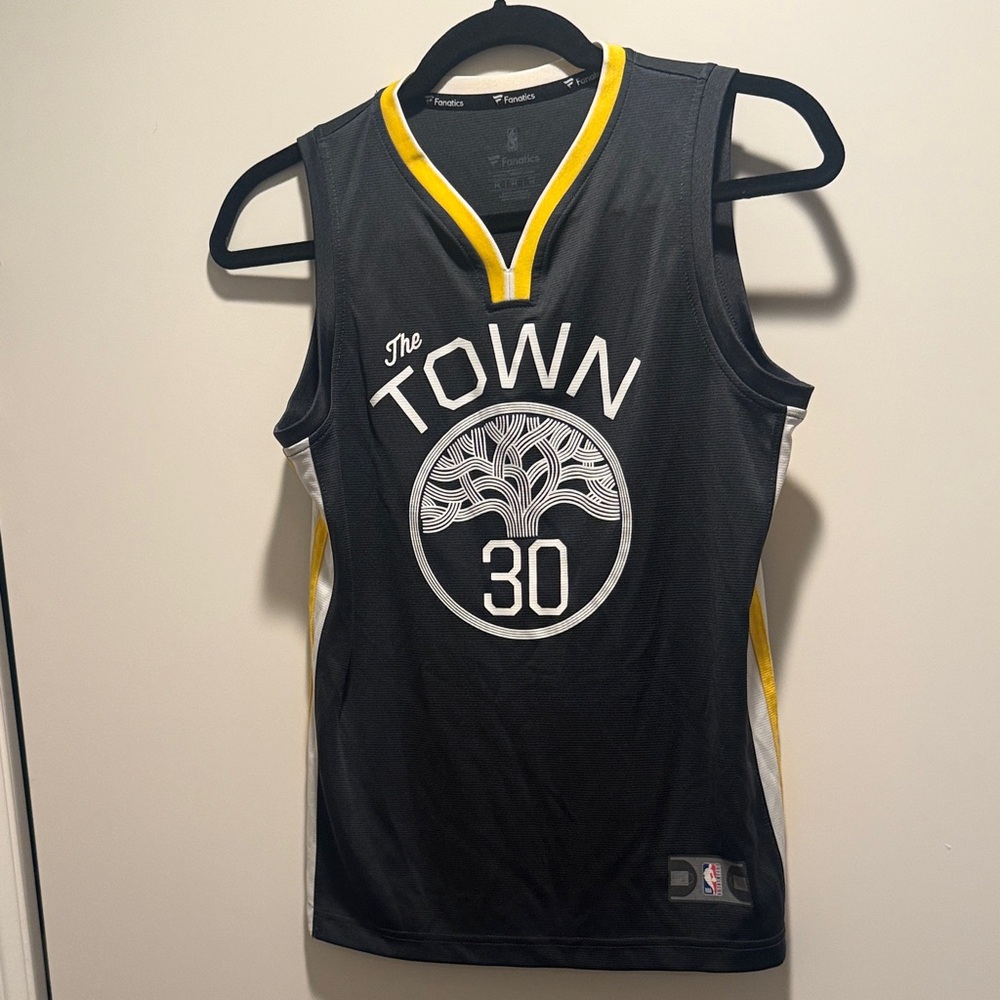 Grey and Yellow Steph Curry Warriors Basketball Jersey